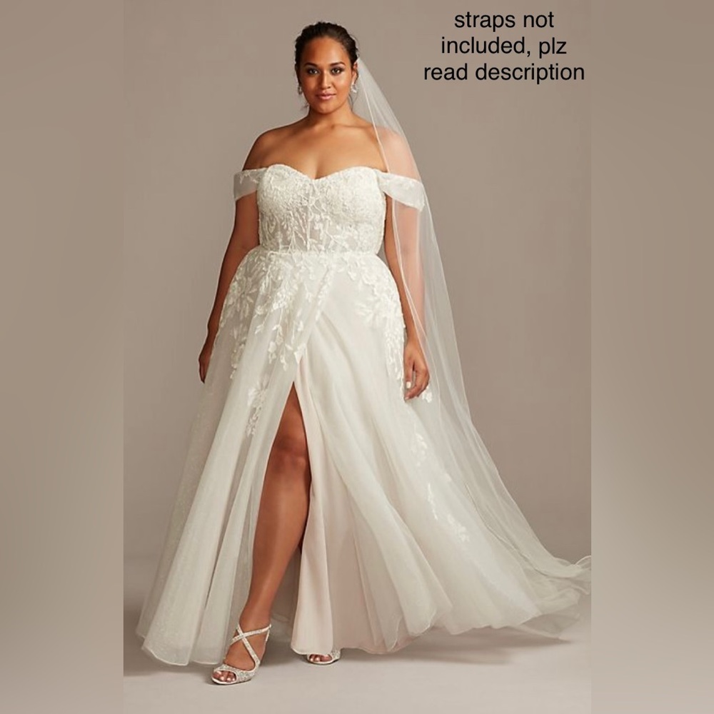 NWT David’s Bridal Wedding Dress - Strapless Ivory and Blush A-Line Ball Gown